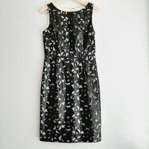 CALVIN KLEIN Floral Faux Leather Lace Sheath Dress SZ 4
